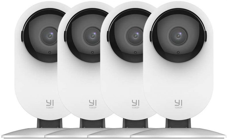 YI 4pc Home Camera, 1080p Wireless IP Security Surveillance System with Night Vision, Nanny Monitor on iOS, Android App, Cloud Service – Works with Alexa and Google Assistant