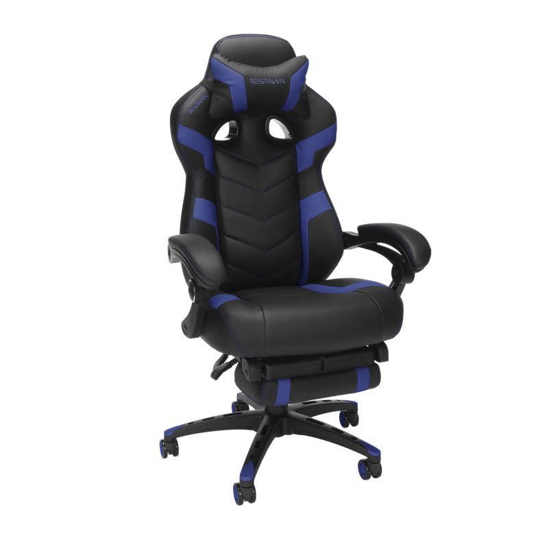 RESPAWN 110 Pro Racing Style Gaming Chair, Reclining Ergonomic Chair with Built-in Footrest, in Blue (RSP-110V2-WBLU)