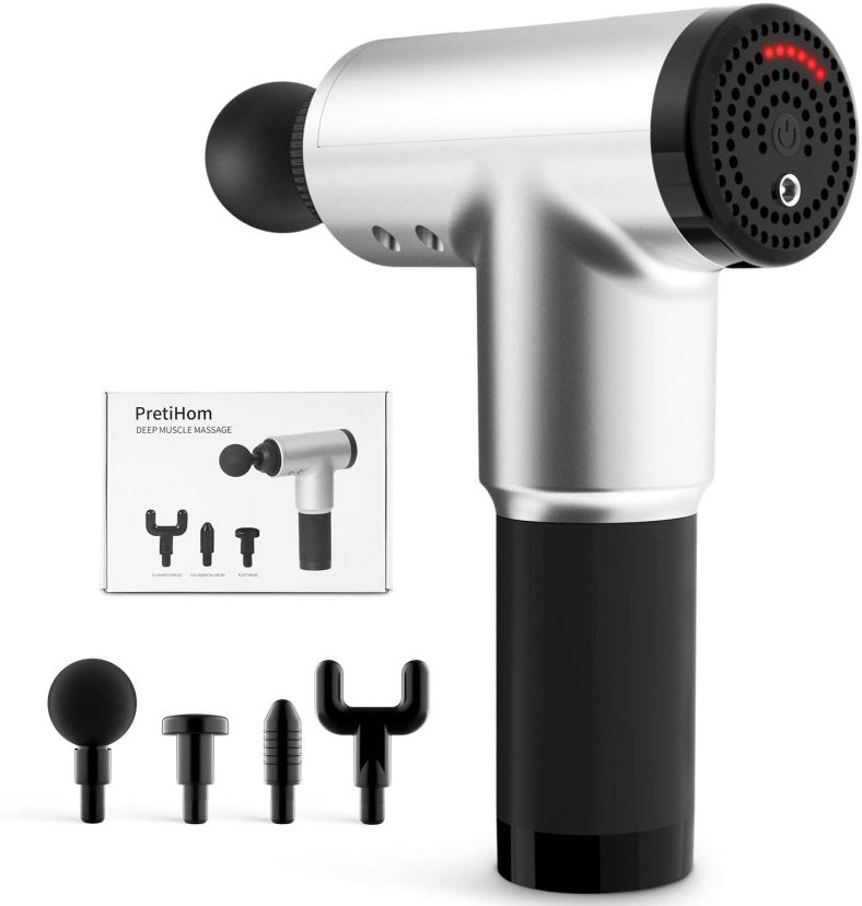 PretiHom Percussion Massage Gun with 4 Massage Heads