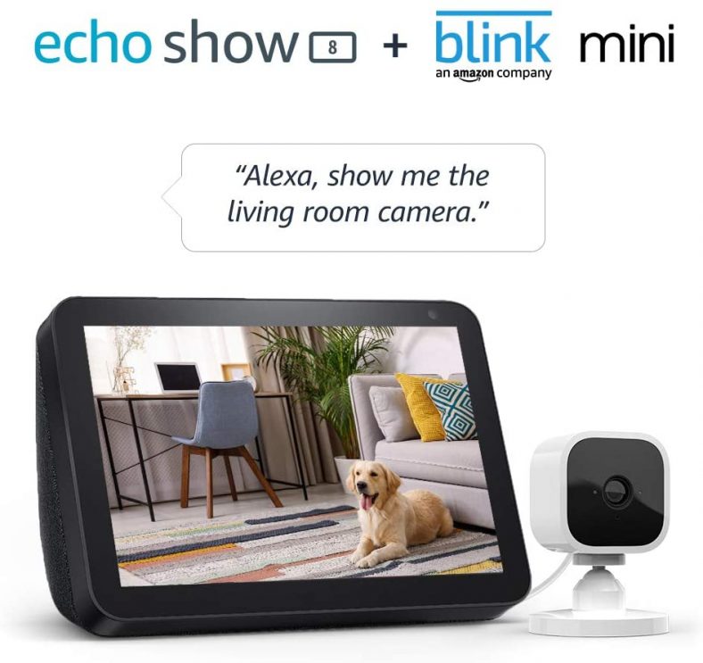 Echo Show 8 w/Blink Mini Indoor Smart Security Camera 1080p