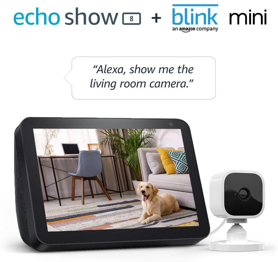Echo Show 8 w/Blink Mini Indoor Smart Security Camera 1080p