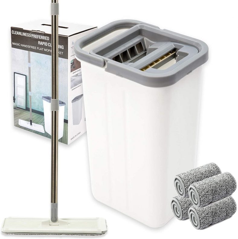 HTKMOS Microfiber Floor Flat Mop and Bucket Set