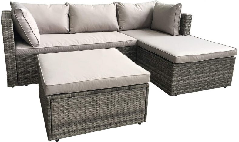 AmazonBasics Outdoor Patio 3-pc Wicker Rattan Sectional Sofa