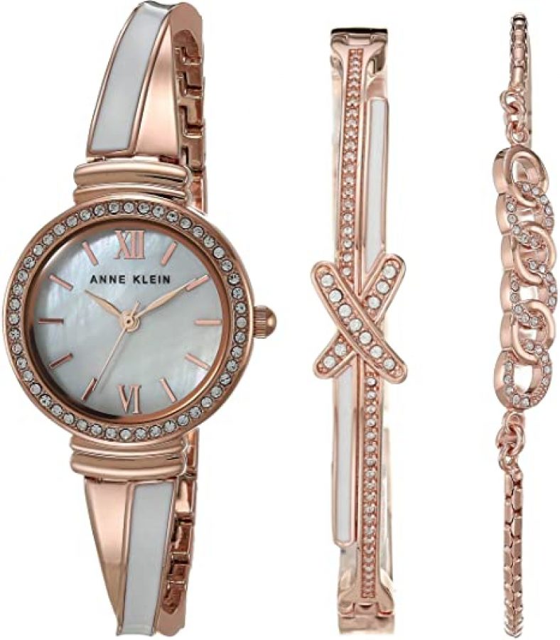 Anne Klein Womens Swarovski Crystal Accented Bangle Watch