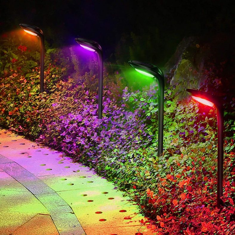 4 Pack Solar Landscape Lights 7 Colors 12 LED