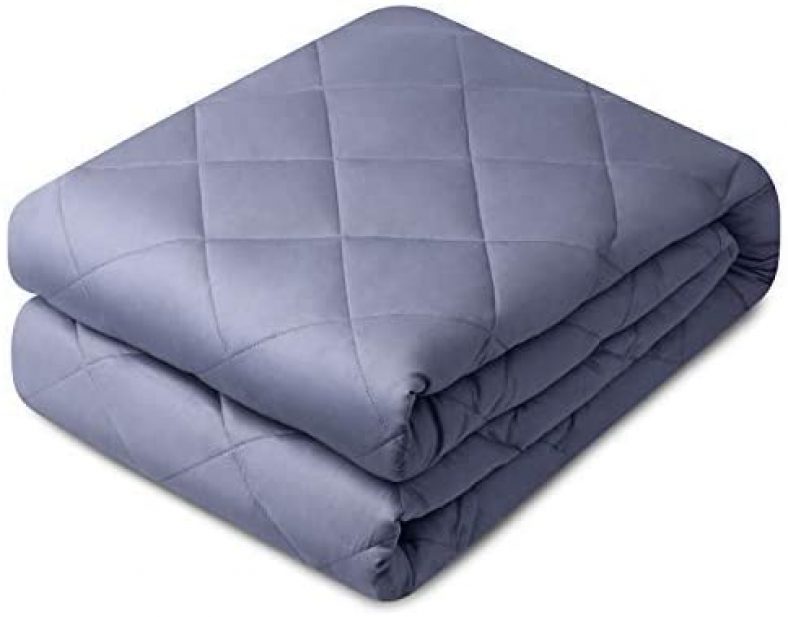 bedextra Weighted Heavy Blanket Adult Kids-2019 Upgraded | 15 lbs | 48″x72″| for 120-180 lbs Individual | Twin Size | 100% Cotton | Glass Beads |, Gray