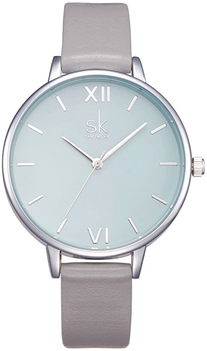 SHENGKE Women Watches Leather Band Luxury Quartz Watches Girls Ladies Wristwatch Relogio Feminino