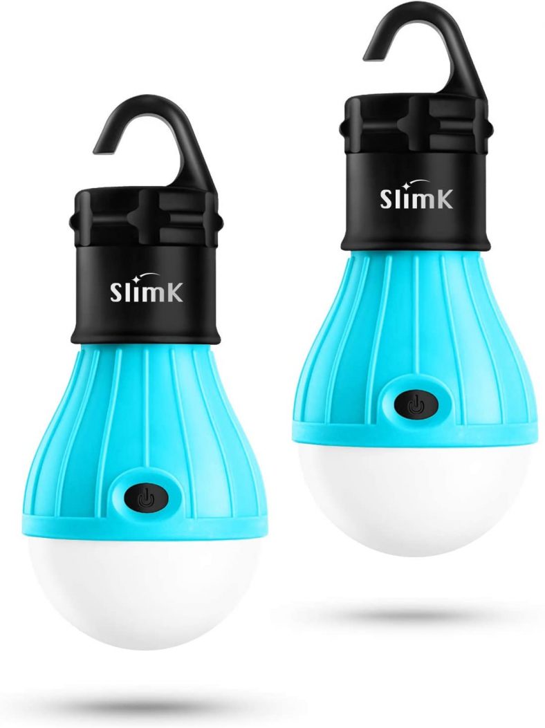 2 Pack Portable LED Lantern Tent Light Bulb for Camping Hiking, Battery Powered Camping Equipment for Outdoor & Indoor by SlimK (Turquoise+Turquoise)