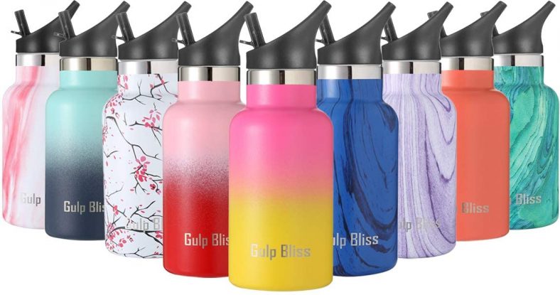 Gold Armour GulpBliss Double Wall Vacuum Insulated Stainless Steel Leak Proof Sports Water Bottle, Narrow Mouth with BPA Free Slip Free (Ombre: Star Fish, 12oz)