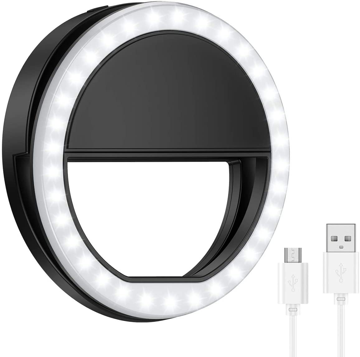 AMIR 36 LED Clip On Selfie Ring Light, 3 Level Brightness