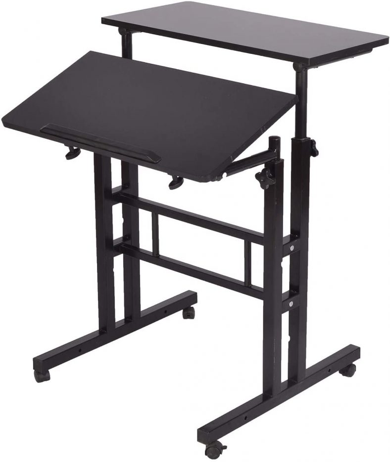 Mind Reader 2-Tier Adjustable Mobile Workstation Desk