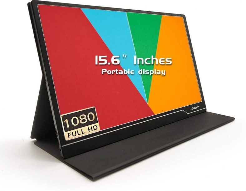 Virzen 15.6-in Portable Monitor w/HDMI USB-C Speaker Smart Cover