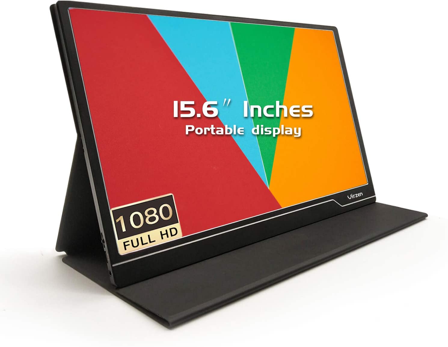 Virzen 15.6-in Portable Monitor w/HDMI USB-C Speaker Smart Cover
