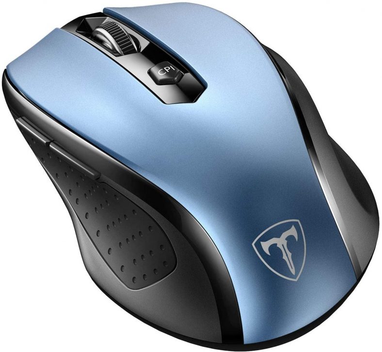 VicTsing Wireless Mouse, 2.4G 2400DPI Ergonomics Cordless Mouse with USB Receiver, Finger Rest, 5 Adjustable DPI Levels, Mobile USB Mice for Chromebook Notebook MacBook Laptop Computer PC, Blue