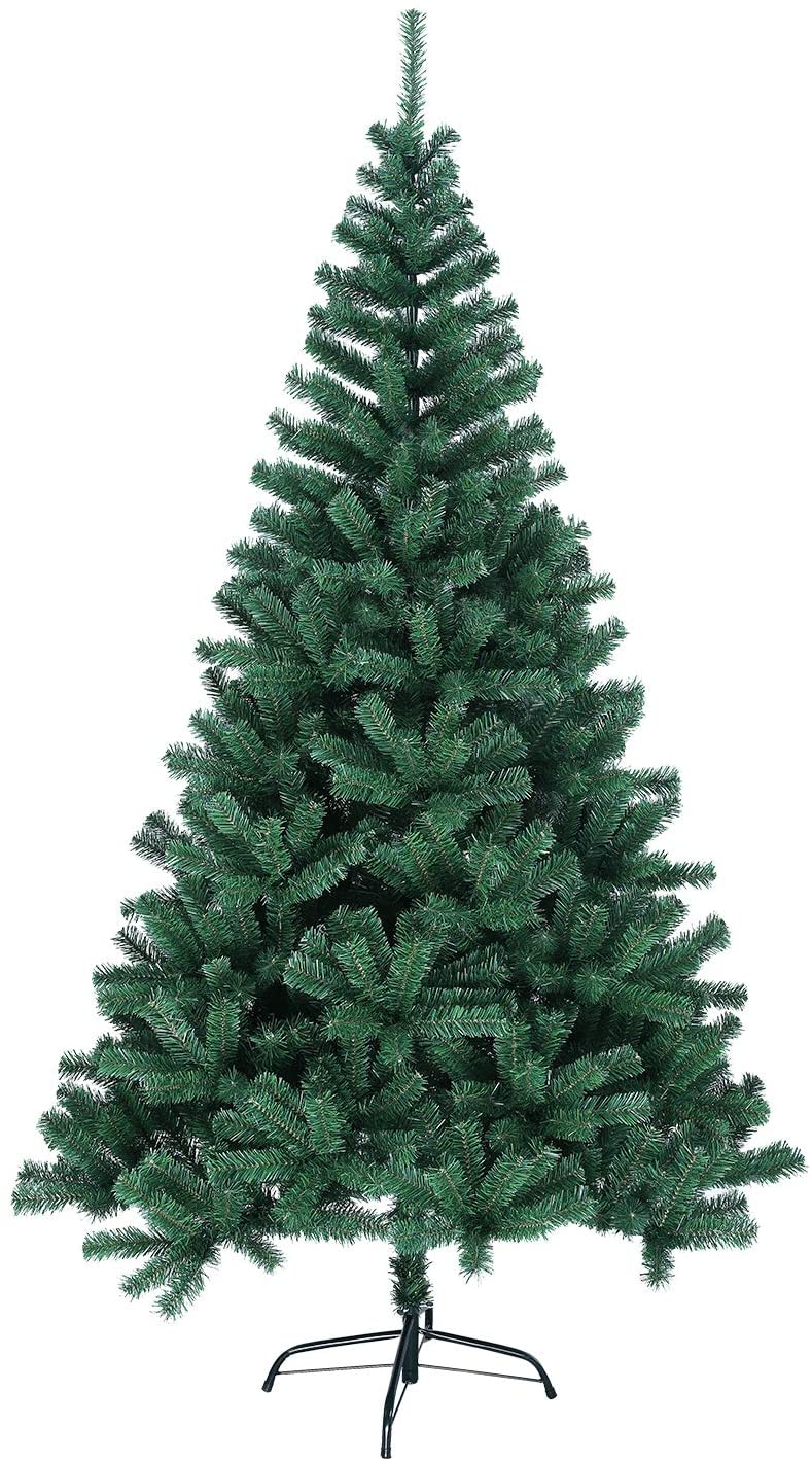 Hinged Artificial Christmas Tree Includes Metal Stand 5.9-Ft