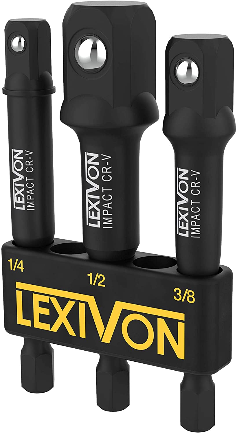 LEXIVON Impact Grade Socket Adapter Set 3-inch Extension Bit