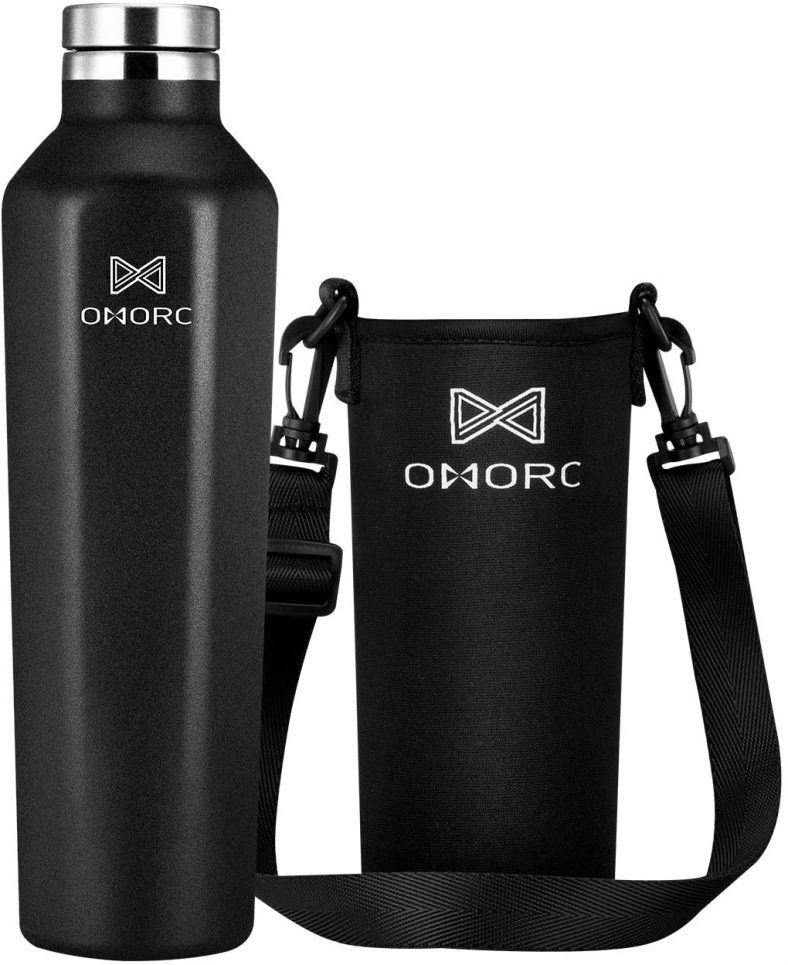 OMORC Vacuum Insulated Water Bottle w/Cup Holder 21-Oz