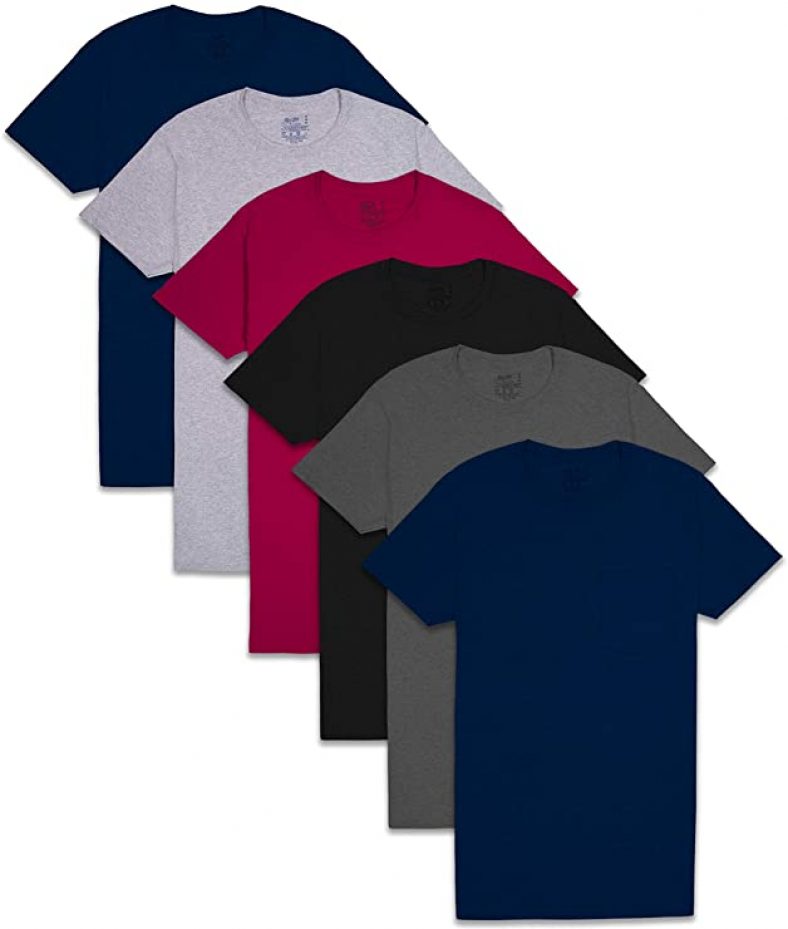 6-Pack Fruit Of The Loom Mens Pocket T-Shirts