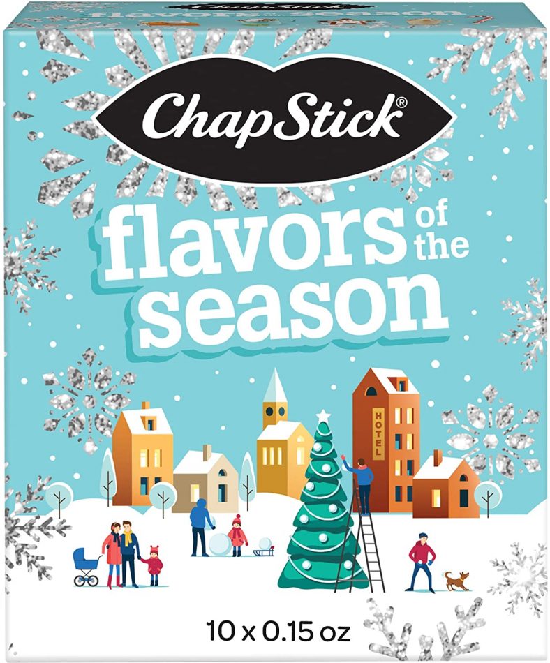 ChapStick Lip Balm Holiday Storybook Gift Pack(Candy Cane, Holiday Cocoa, Sugar Cookie, Pumpkin Pie and Vanilla Latte Flavors, 2 Sticks of Each Flavor, 10 Sticks), Lip Care, Moisturizer And Therapy