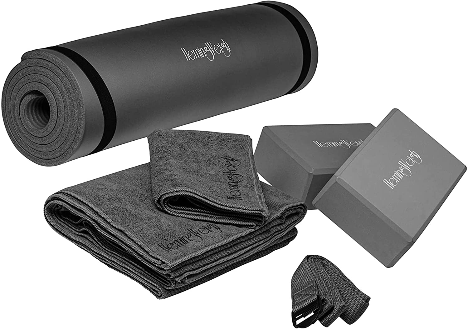 HemingWeigh 6-Piece Yoga Set with Carry Strap, 2 Yoga Blocks