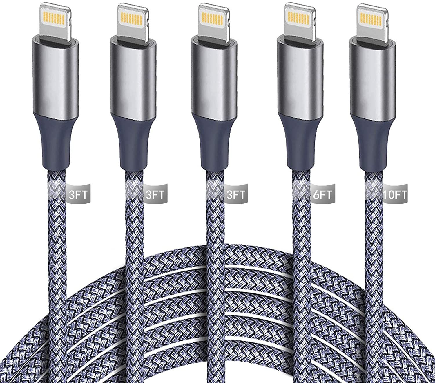iPhone Charger, MFi Certified Lightning Cable 5Pack