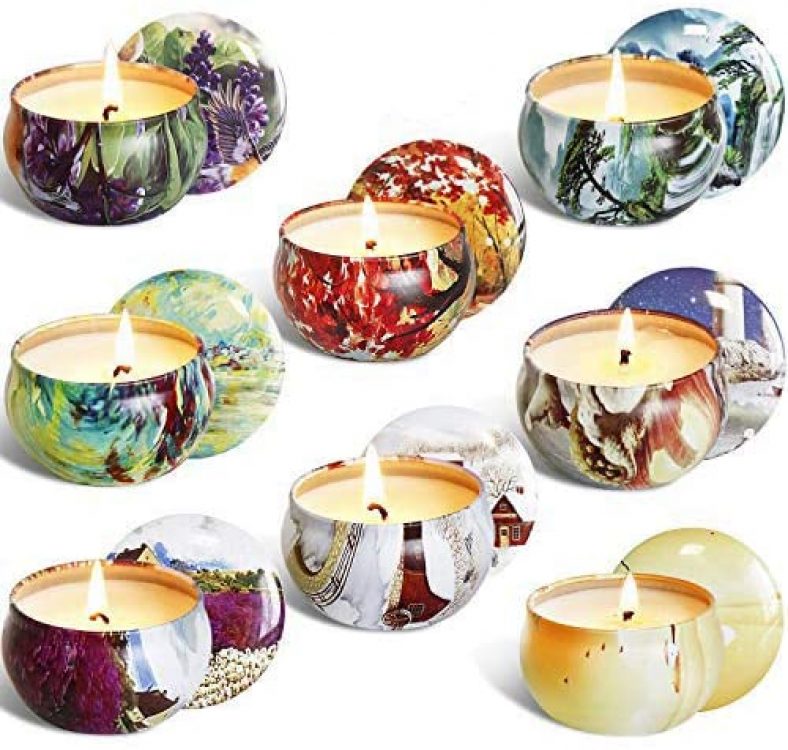 YIIA Scented Candles Gift Set -Lemon, Lavender, Mediterranean Fig,Bergamot,Vanilla,Jasmine,Rose and Spring, Candle Soy Wax for Stress Relief and Aromatherapy, Candles – 8 Pack
