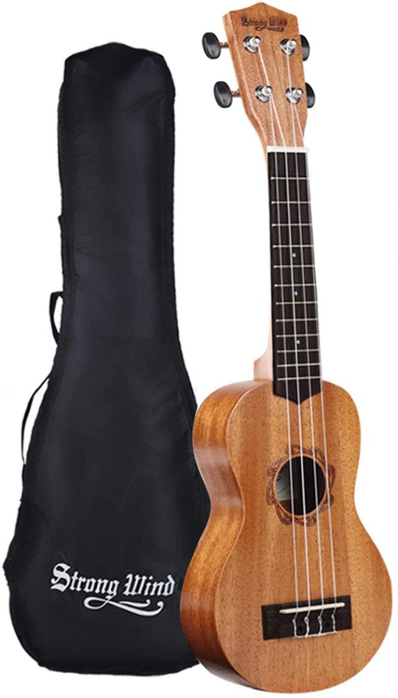 Strong Wind Soprano Ukulele Mahogany 21-in Hawaiian Uke Guitar