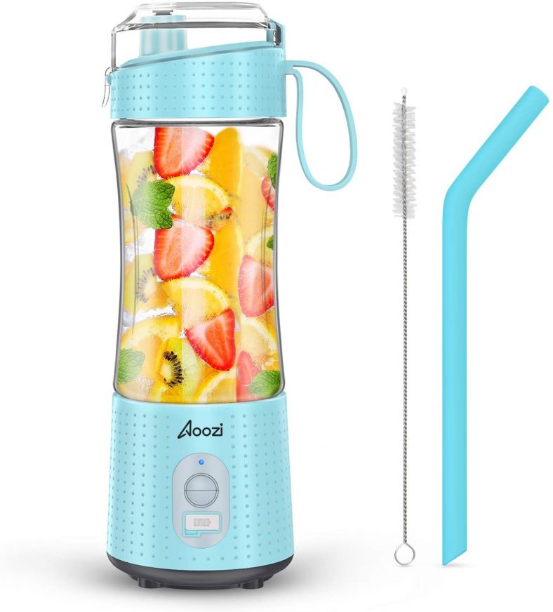 Portable Blender, Personal Size Blender Smoothies and Shakes, Mini Blender 4000mAh USB Rechargeable with Six Blades, Handheld Blender Sports,Travel,Gym (Blue)