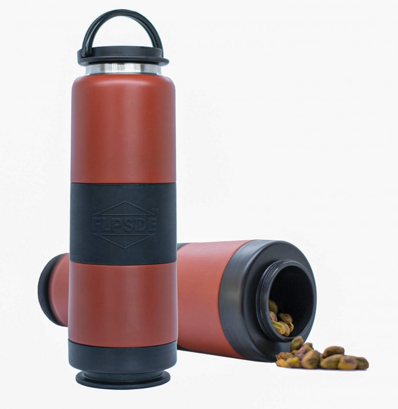 FLPSDE Dual Chamber Water Bottle | Drink+Snacks | Water Bottle with Storage | Vacuum Insulated Stainless Steel