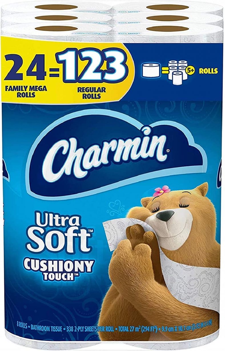Charmin Ultra Soft Cushiony Touch Toilet Paper, 24 Family Mega Rolls = 123 Regular Rolls