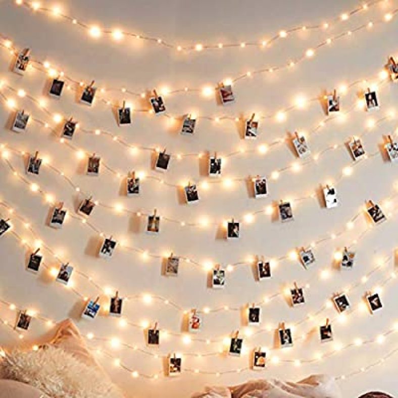 50 LEDs Photo Clips String Fairy lights Battery Powered Decoration for Living Room Bedroom