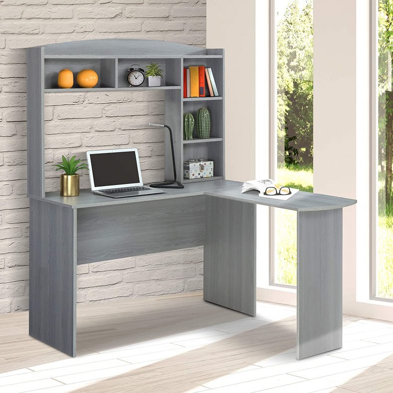 Techni Mobili Modern Hutch L-Shaped Computer Desk for $130