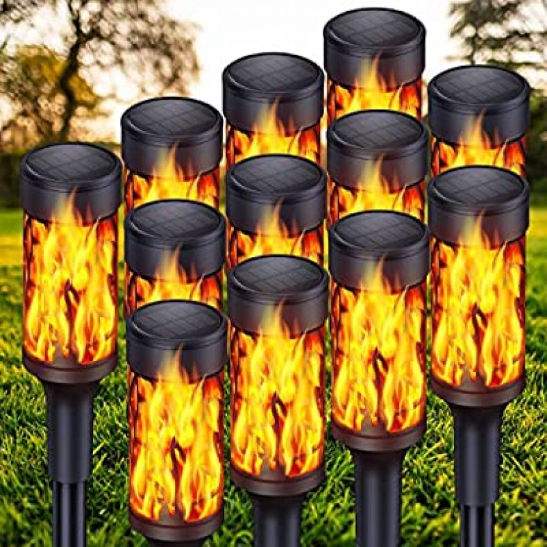 12Pack Solar Torch Lights Outdoor Garden Decor, Upgraded Extra-Bright $42