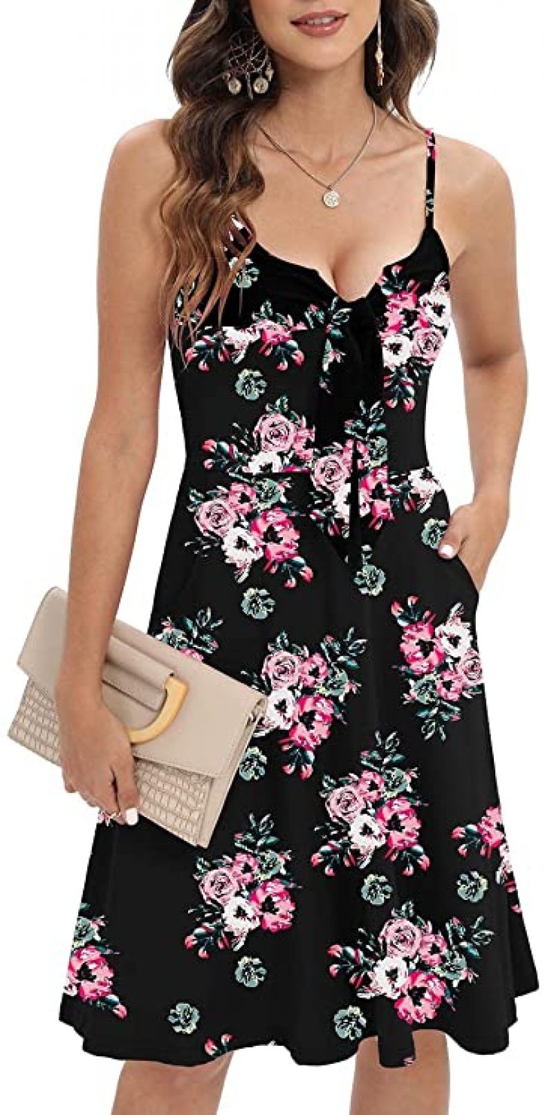 Spaghetti Strap Dresses for Women Casual Summer Midi Flowy Beach Sun Dress $12