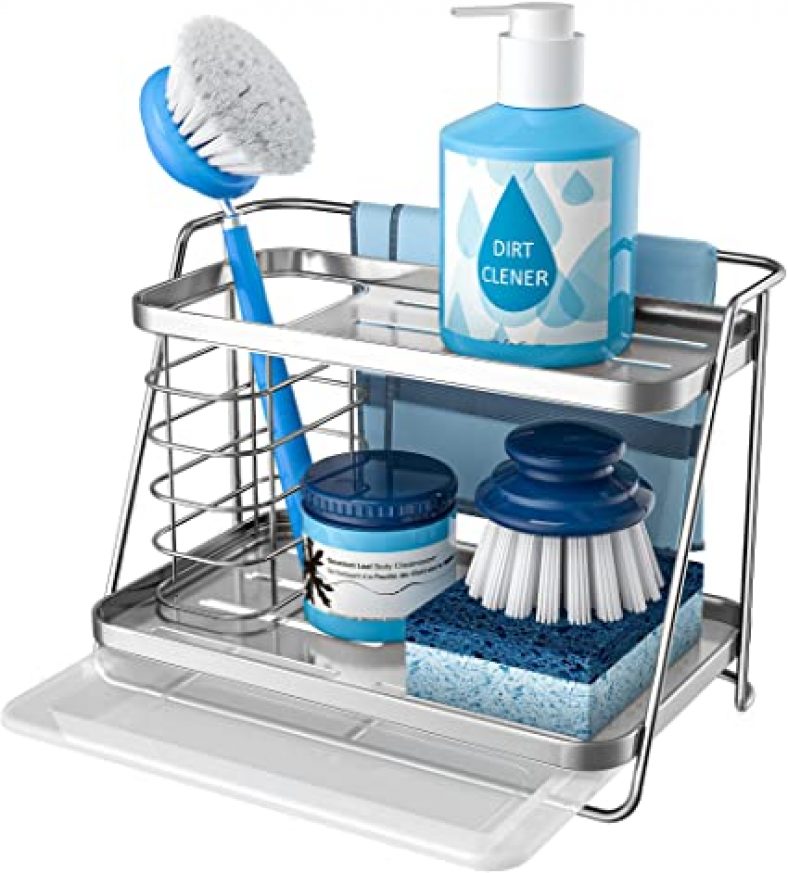 2-Tier SUS304 Stainless Steel Sink Caddy Organizer W/ Drain Tray $9