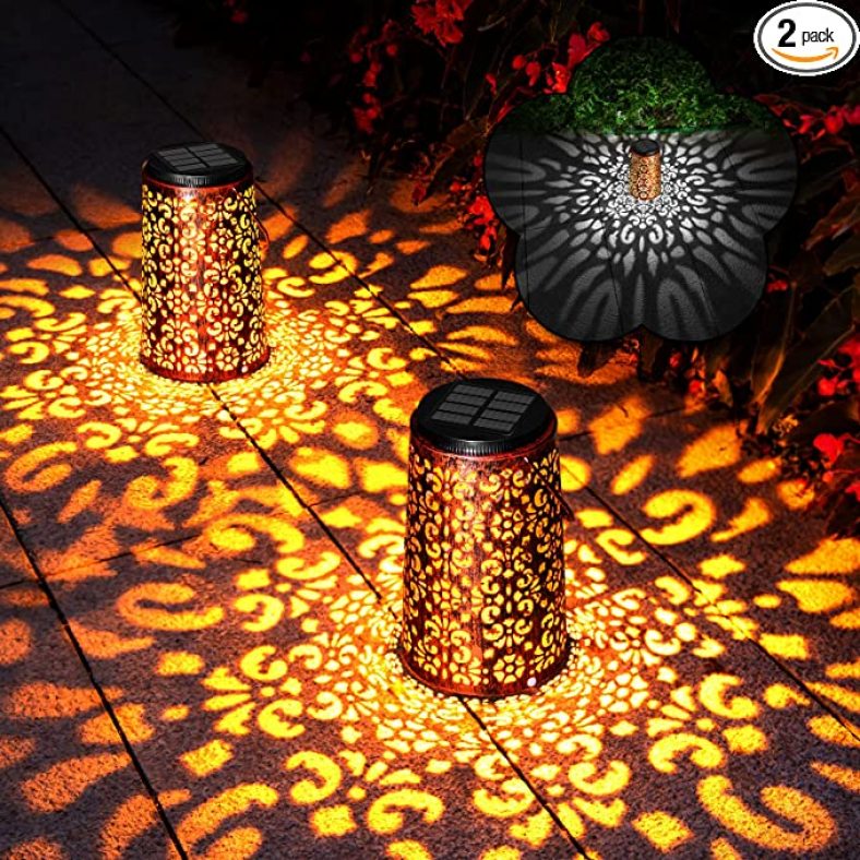 Solar Lantern Outdoor Waterproof  2 Pack Hanging Solar Garden Lanterns $11