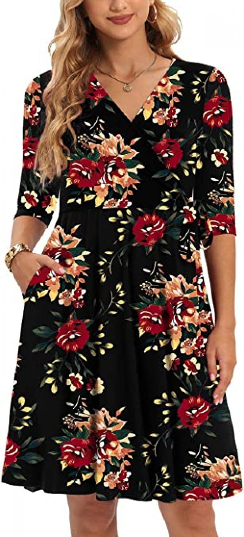 CHARMYI Wrap Dress for Women Casual V Neck dresses for $15
