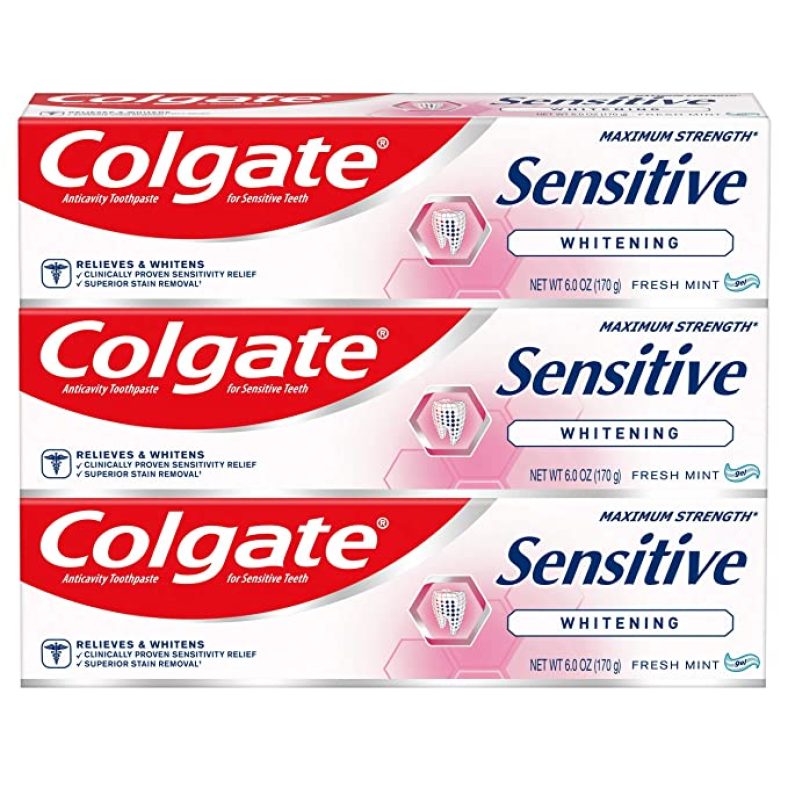 3Pk Colgate Whitening Toothpaste for Sensitive Teeth, Enamel Repair and Cavity Protection