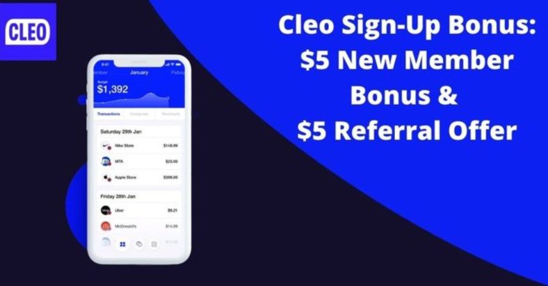 Cleo sign up bonus: $5 New User Reward And Cash Back