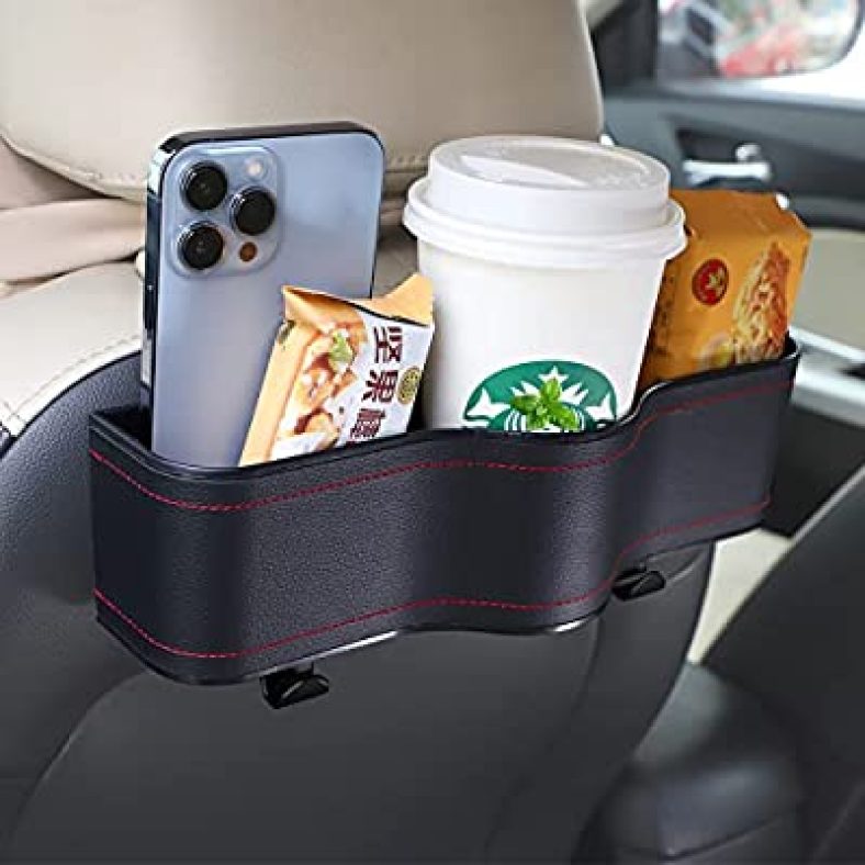 Car Headrest Backseat Organizer with Cup Holders, Seat Back Organizer Perfect for Eating in Your Car