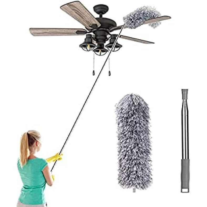 Microfiber Duster with 100? Extension Pole, Telescoping Feather Dusters