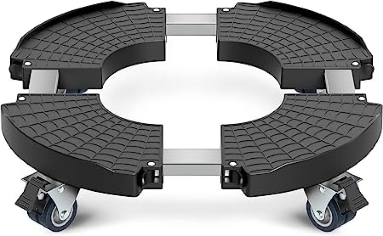 Plant Caddy with Wheels, 15-22 Inch Adjustable Rolling Plant Stand Indoor Outdoor, Large Plant Cart