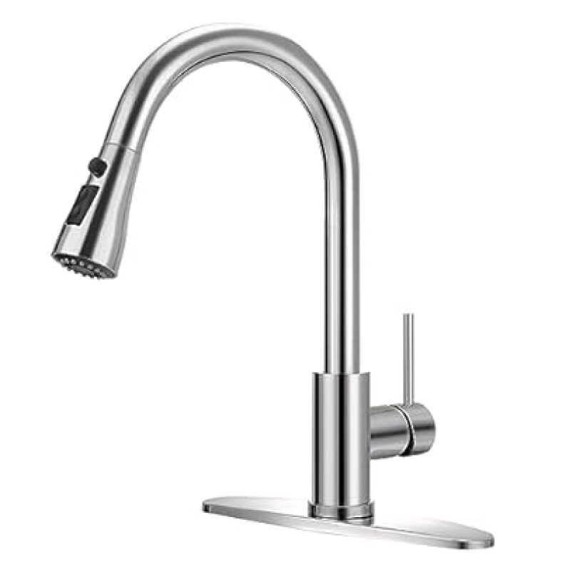 Single Handle High Arc Brushed Nickel Pull Out Kitchen Faucet