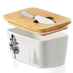 Tree Shadow Butter Dish with Lid and Knife for Countertop