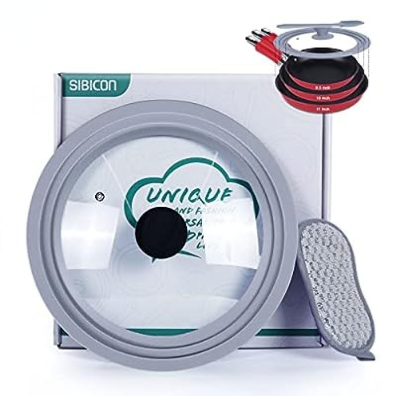 Silicone Frying Pan Lids,Heat-Resistant Tempered Glass One Size Fits All 10? 11? 12? Diameter