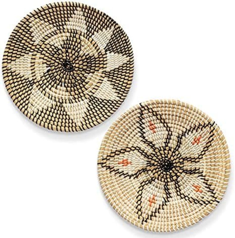 2Pk Basket Wall Decor  Hanging Woven Wall Basket  Bedroom Wall Decor  Living Room Décor