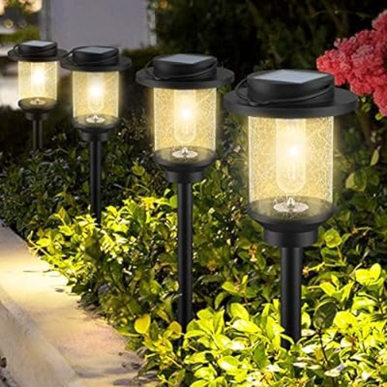 Solar Outdoor Pathway Lights 6 Pack, Upgraded LED Solar Walkway Lights Outdoor