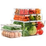 12-pack Clear Stackable Fridge Organizer with Lids, Egg Holder for Refrigerator