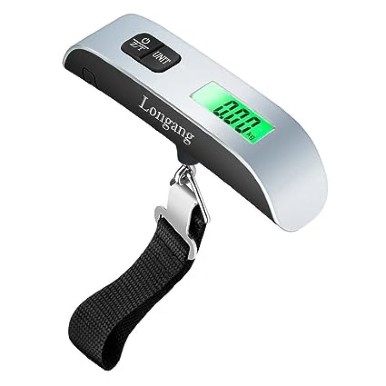 Longang 110 Lbs Digital Hanging Luggage Scale with Backlit for Travel, Rubber Paint Handle