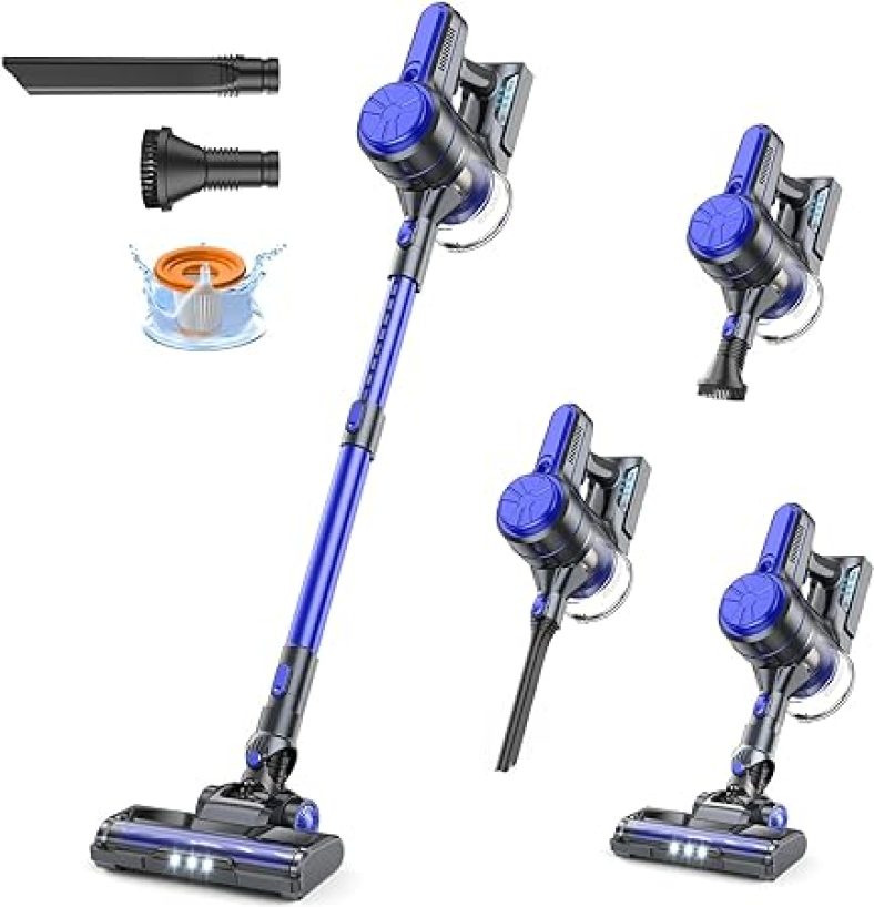 Cordless Vacuum Cleaner, 20KPa Powerful Cordless Vacuum 6 in 1, 30Mins Long Runtime, Ultra-Quiet